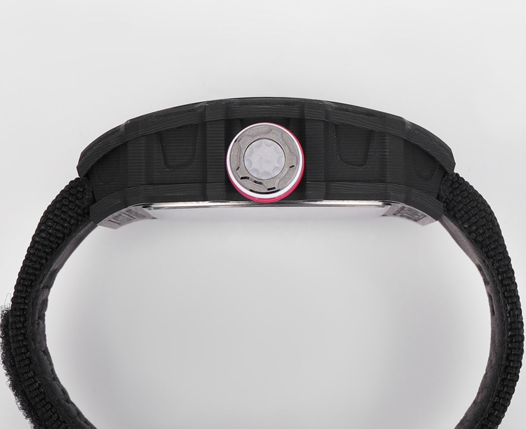 Richard Mille Bubba Watson Tourbillon RM38-02 1:1 Best Edition Caixa de Carbono Preto Velcro Tecido Cinturino