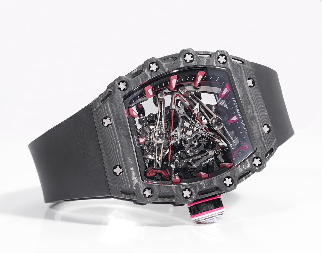 Richard Mille Bubba Watson Tourbillon RM38-02 1:1 Best Edition Black Carbon Case Rubber cinturino