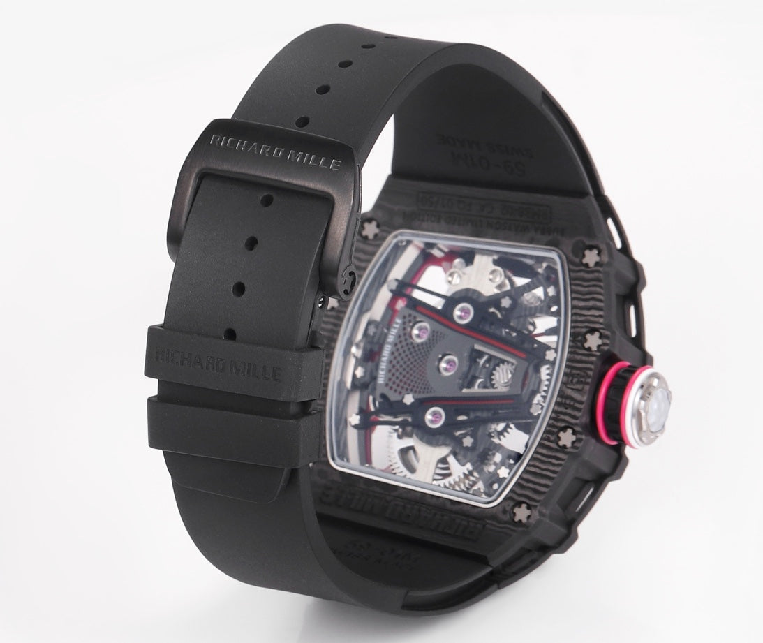 Richard Mille Bubba Watson Tourbillon RM38-02 1:1 Best Edition Black Carbon Case Rubber cinturino