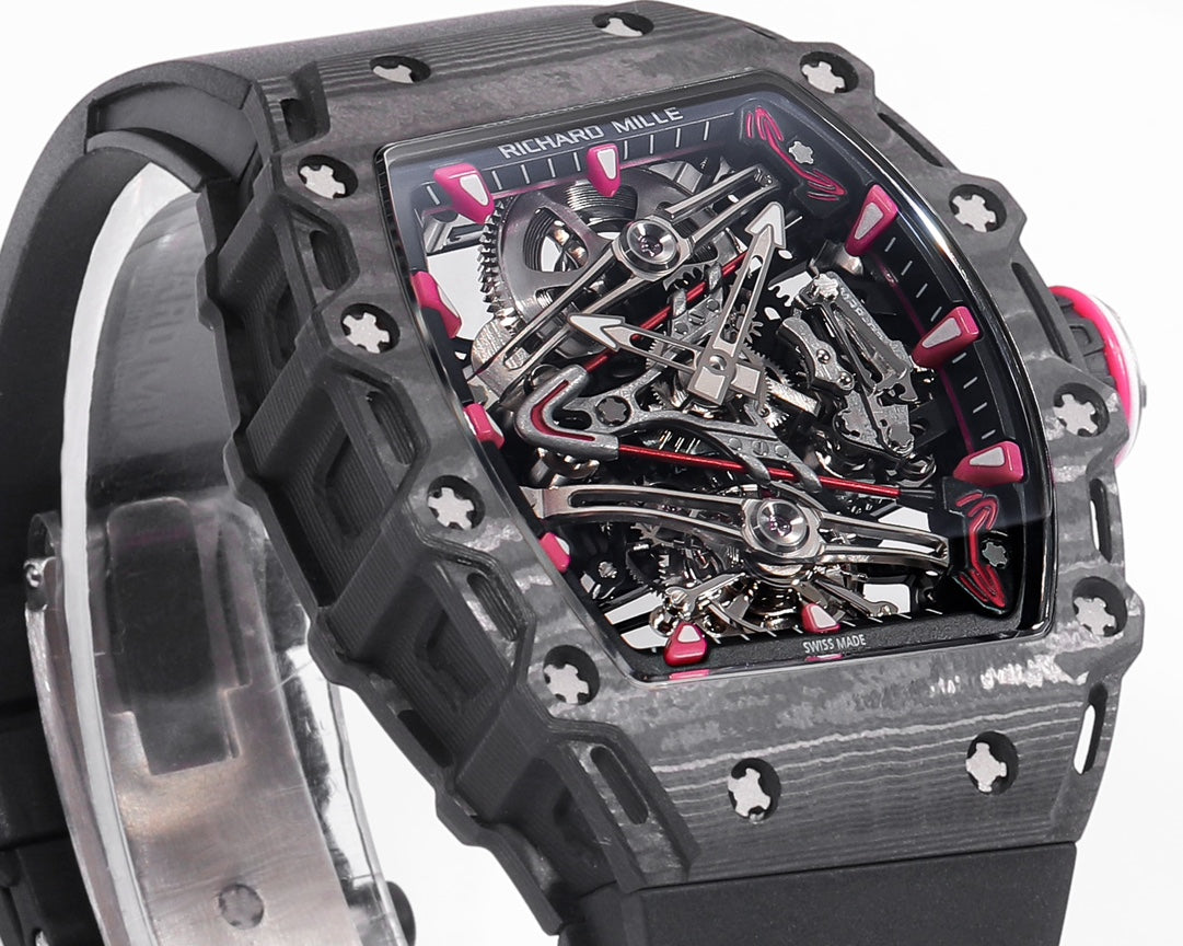 Richard Mille Bubba Watson Tourbillon RM38-02 1:1 Best Edition Black Carbon Case Rubber cinturino