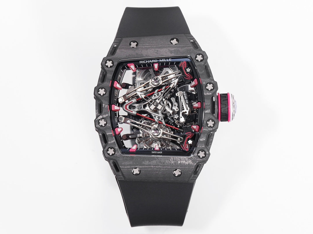 Richard Mille Bubba Watson Tourbillon RM38-02 1:1 Best Edition Black Carbon Case Rubber cinturino