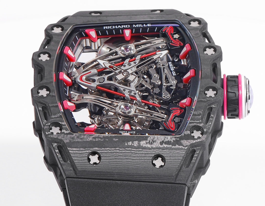 Richard Mille Bubba Watson Tourbillon RM38-02 1:1 Best Edition Black Carbon Case Rubber cinturino