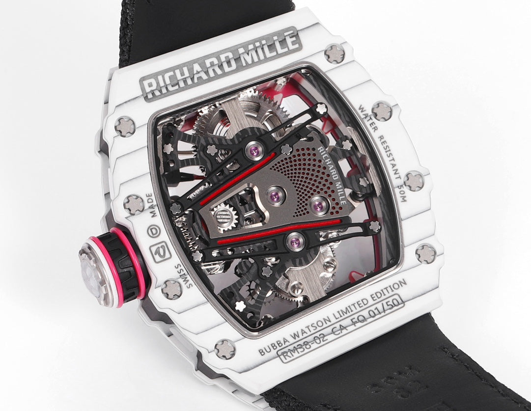 Richard Mille Bubba Watson Tourbillon RM38-02 1:1 Best Edition White Carbon Case Black Velcro fabric cinturino