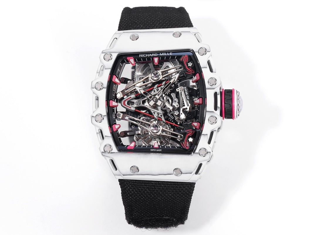 Richard Mille Bubba Watson Tourbillon RM38-02 1:1 Best Edition White Carbon Case Black Velcro fabric cinturino