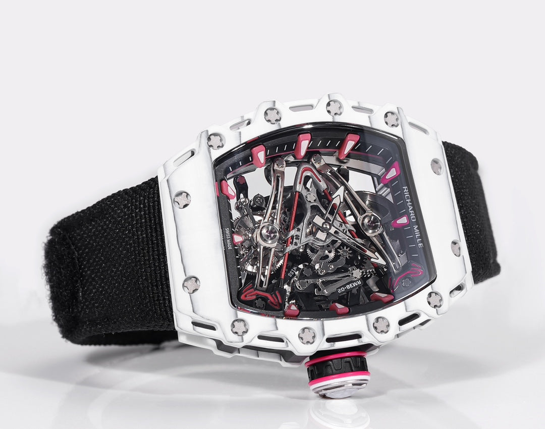Richard Mille Bubba Watson Tourbillon RM38-02 1:1 Best Edition White Carbon Case Black Velcro fabric cinturino