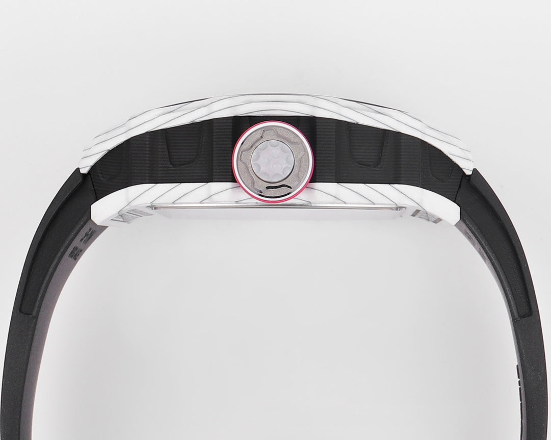 Richard Mille Bubba Watson Tourbillon RM38-02 1:1 Best Edition Caixa de Carbono Branco Borracha Preta Cinturino