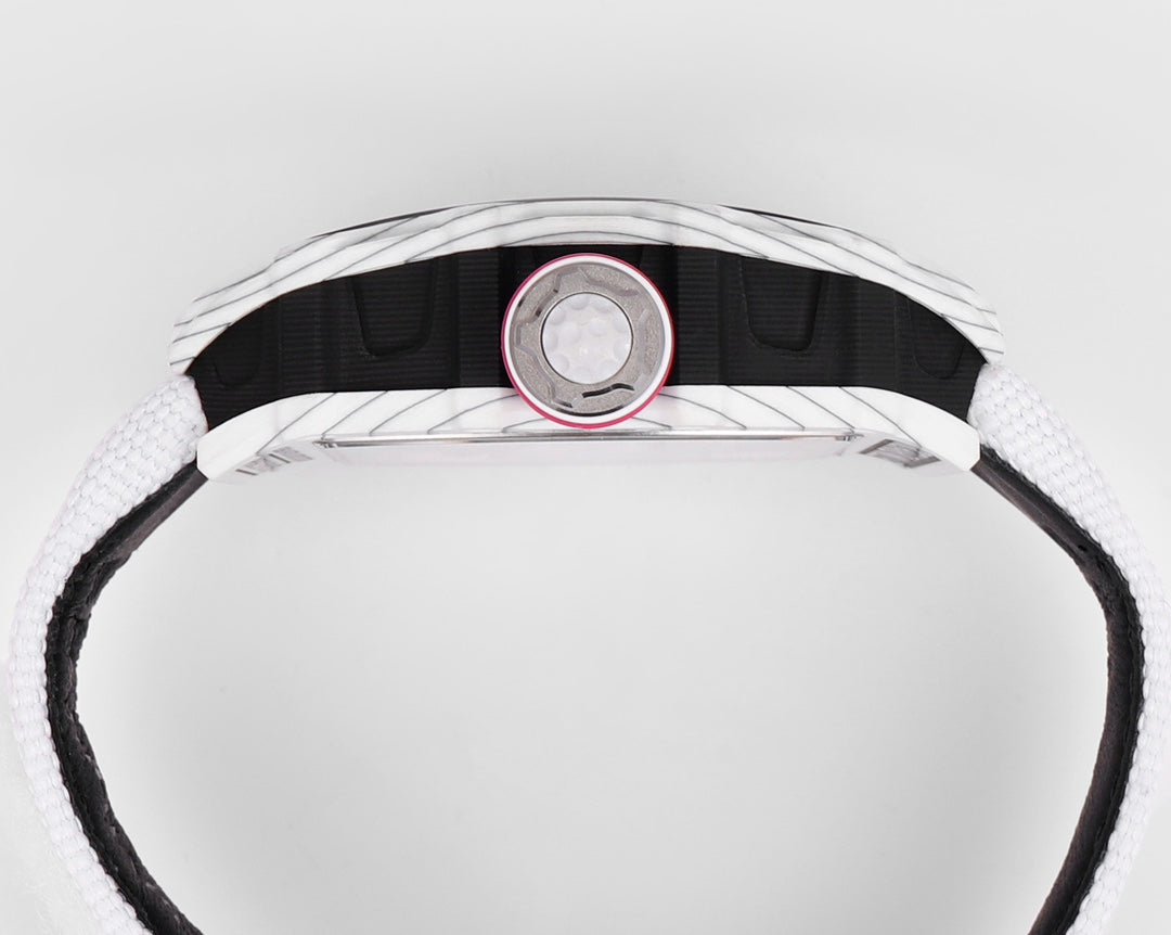 Richard Mille Bubba Watson Tourbillon RM38-02 1:1 Best Edition Caixa de carbono branco com velcro cinto