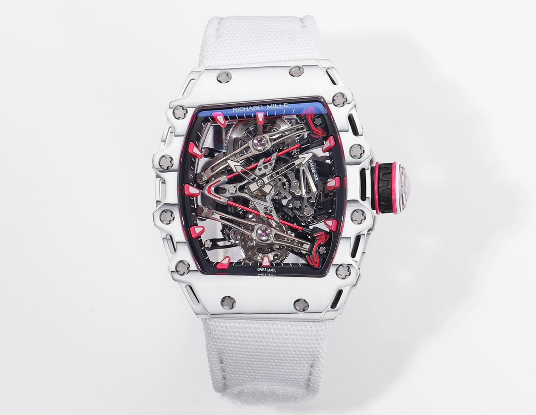 Richard Mille Bubba Watson Tourbillon RM38-02 1:1 Best Edition Caixa de carbono branco com velcro cinto