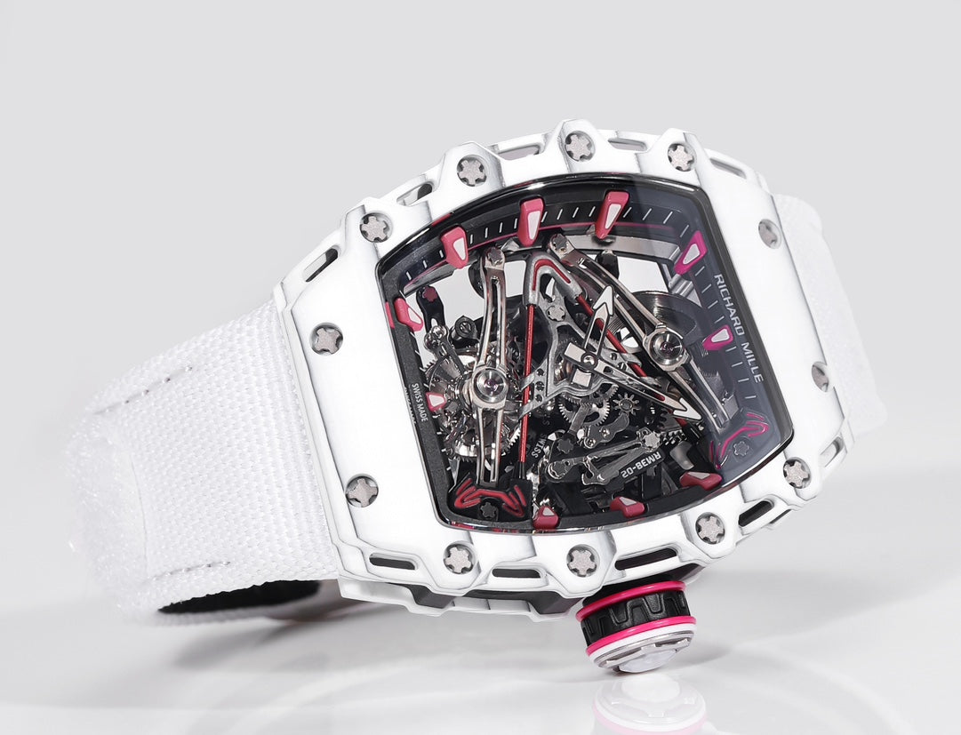 Richard Mille Bubba Watson Tourbillon RM38-02 1:1 Best Edition Caixa de carbono branco com velcro cinto