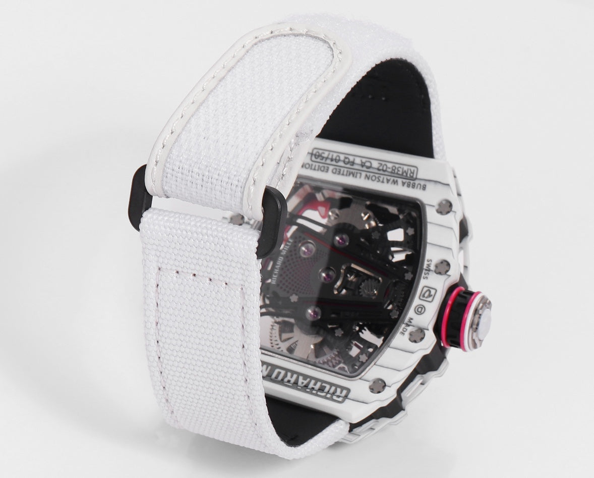 Richard Mille Bubba Watson Tourbillon RM38-02 1:1 Best Edition Caixa de carbono branco com velcro cinto