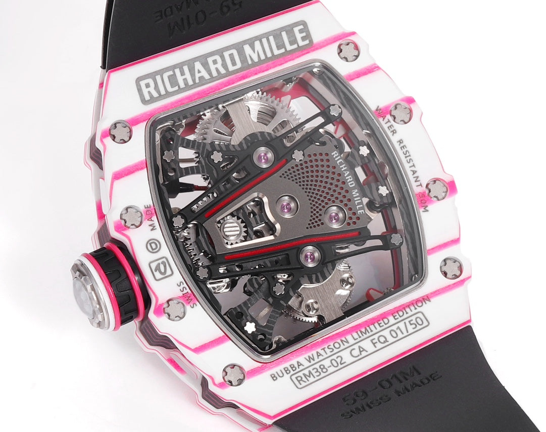 Richard Mille Bubba Watson Tourbillon RM38-02 1:1 Best Edition Black Rubber cinturino