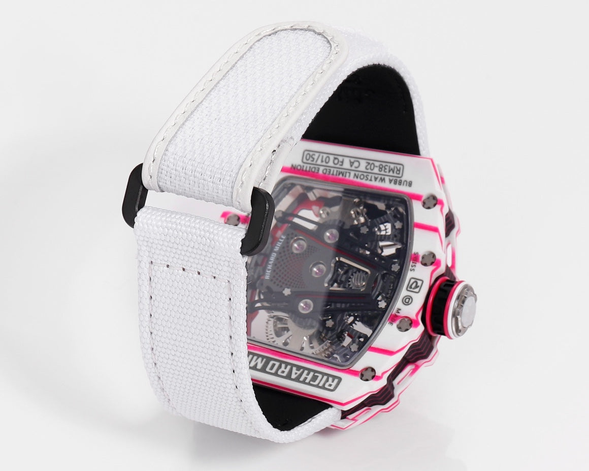 Richard Mille Bubba Watson Tourbillon RM38-02 1:1 Best Edition Fabric Velcro White cinturino