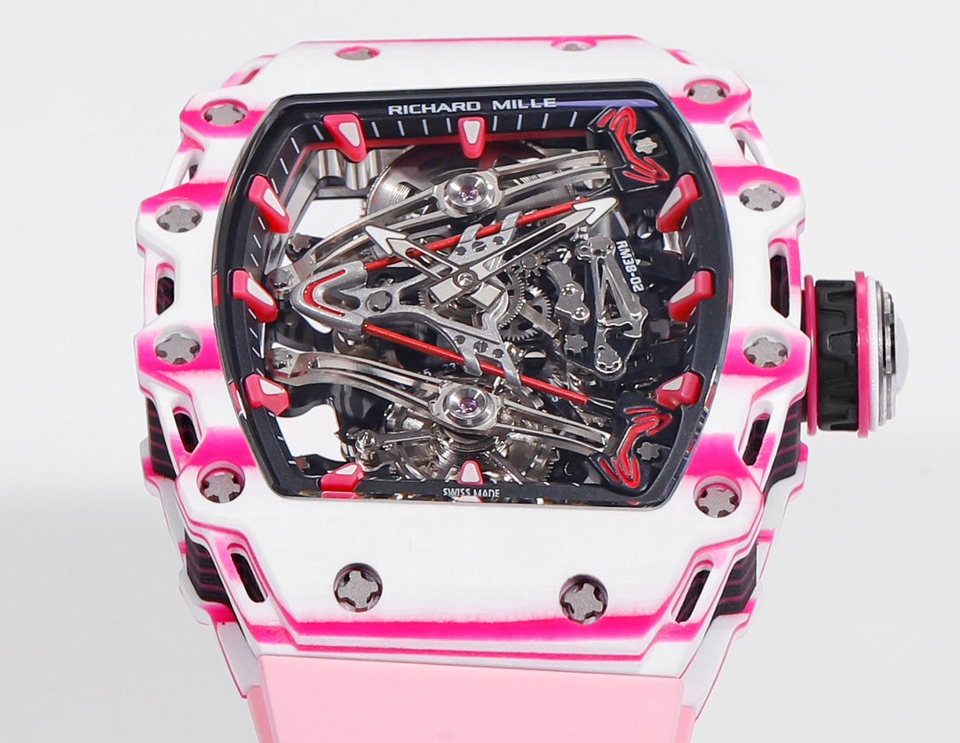 Richard Mille Bubba Watson Tourbillon RM38-02 1:1 Best Edition Pink Rubber cinturino