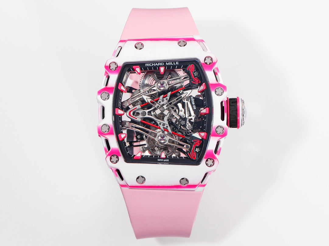 Richard Mille Bubba Watson Tourbillon RM38-02 1:1 Best Edition Pink Rubber cinturino