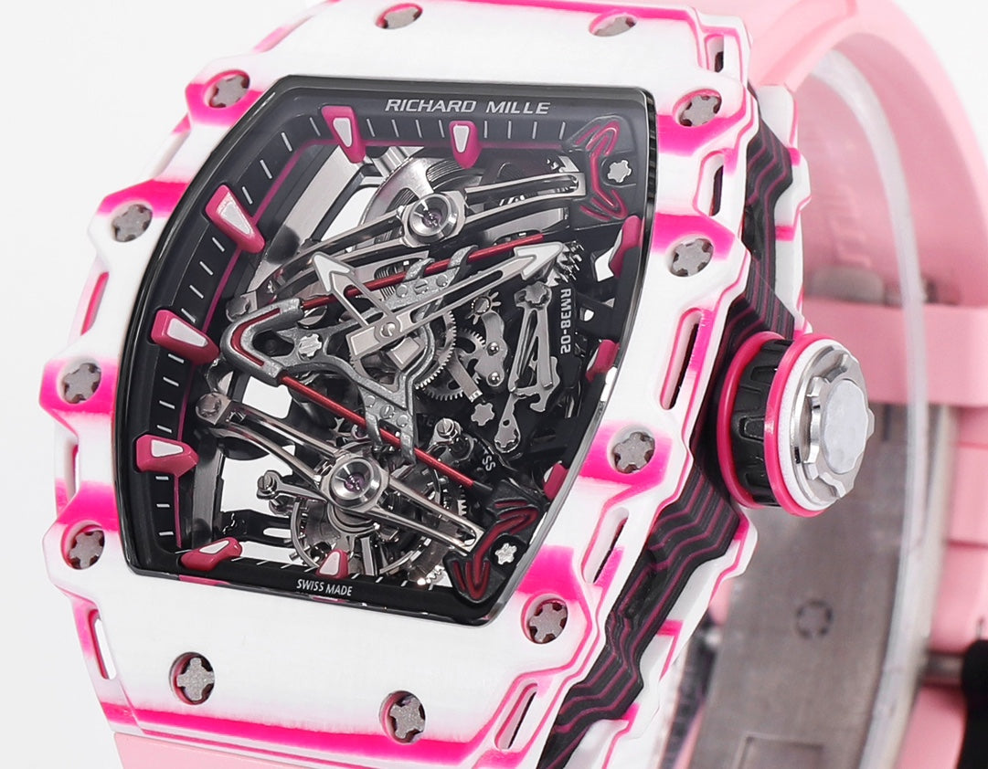 Richard Mille Bubba Watson Tourbillon RM38-02 1:1 Best Edition Pink Rubber cinturino