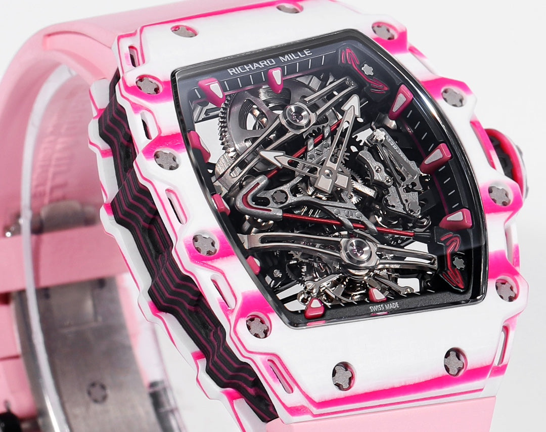 Richard Mille Bubba Watson Tourbillon RM38-02 1:1 Best Edition Pink Rubber cinturino