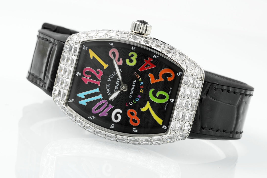 Franck Muller V32 Feminino Yachting 1:1 edição melhor ABF Fabbrica Square Diamond Gypsophila Nero
