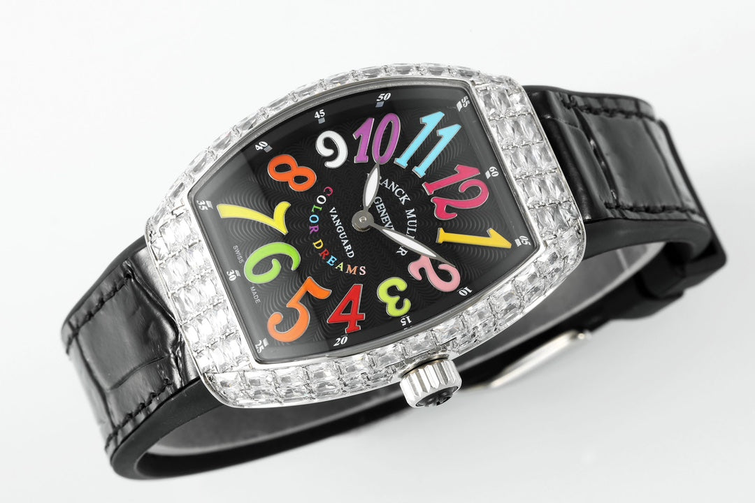 Franck Muller V32 Feminino Yachting 1:1 edição melhor ABF Fabbrica Square Diamond Gypsophila Nero