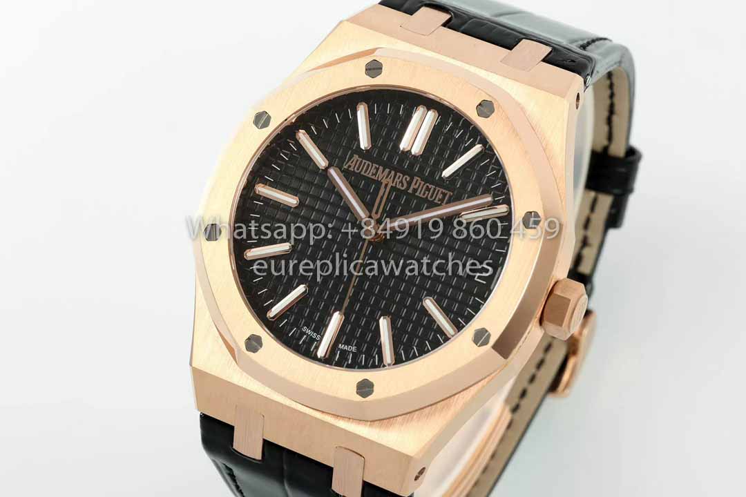 Audemars Piguet Royal Oak 15510ST from IPF Fabbrica 1:1 Best Clone quadrante nero Pelle cinturino