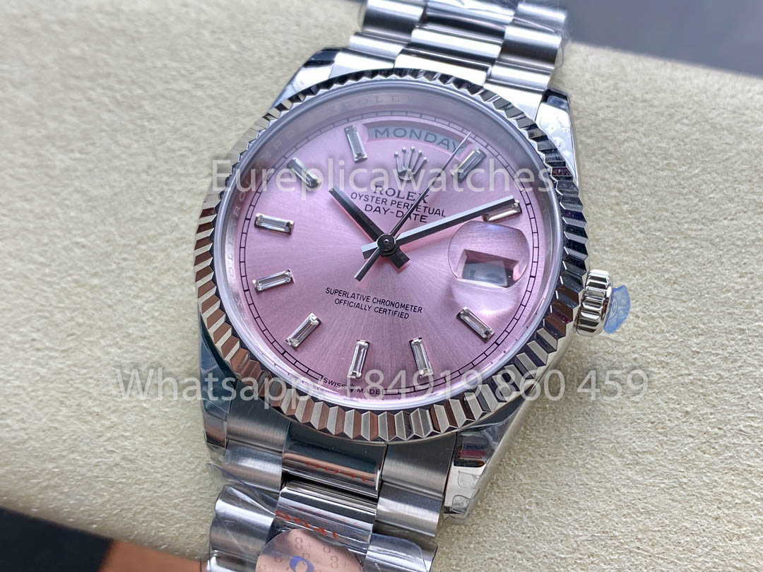Rolex Day Date 128236-0024 Bianco Oro 1:1 Best Clone 8+ Fabbrica Counterweight Versione