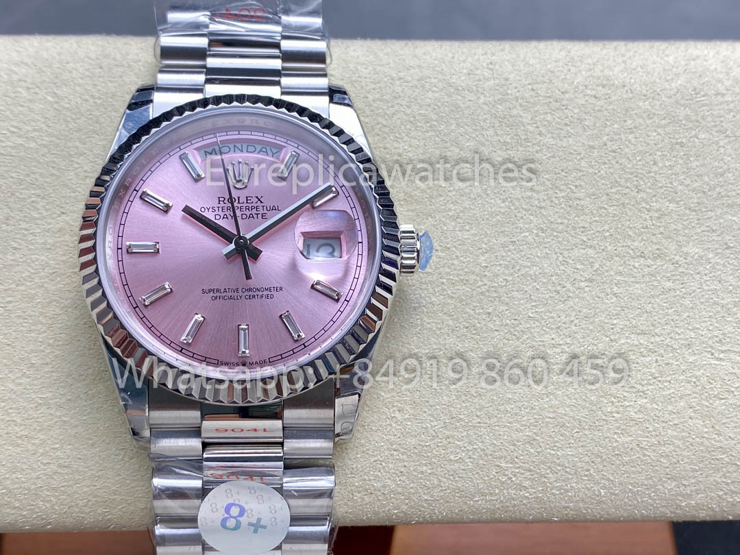 Rolex Day Date 128236-0024 Bianco Oro 1:1 Best Clone 8+ Fabbrica Counterweight Versione
