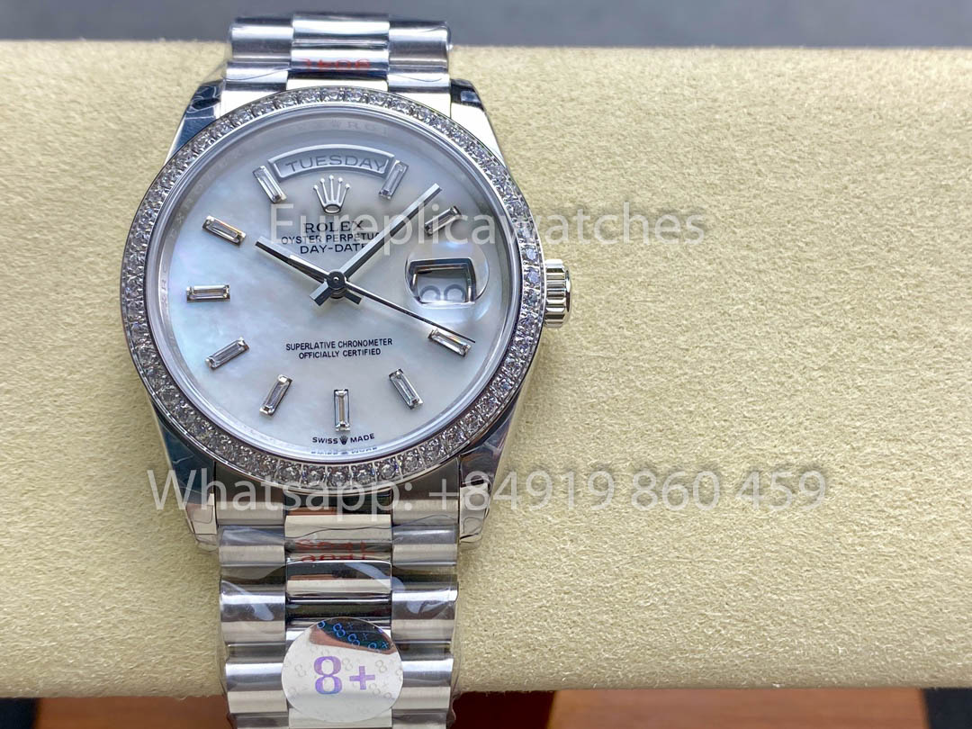 Rolex Day Date m128399tbr-0029 Bianco Oro 1:1 Best Clone 8+ Fabbrica Counterweight Versione