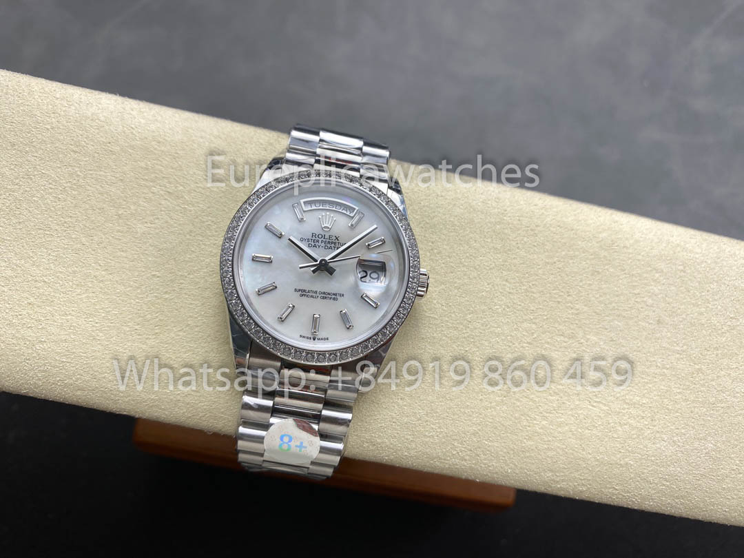 Rolex Day Date m128399tbr-0029 Bianco Oro 1:1 Best Clone 8+ Fabbrica Counterweight Versione