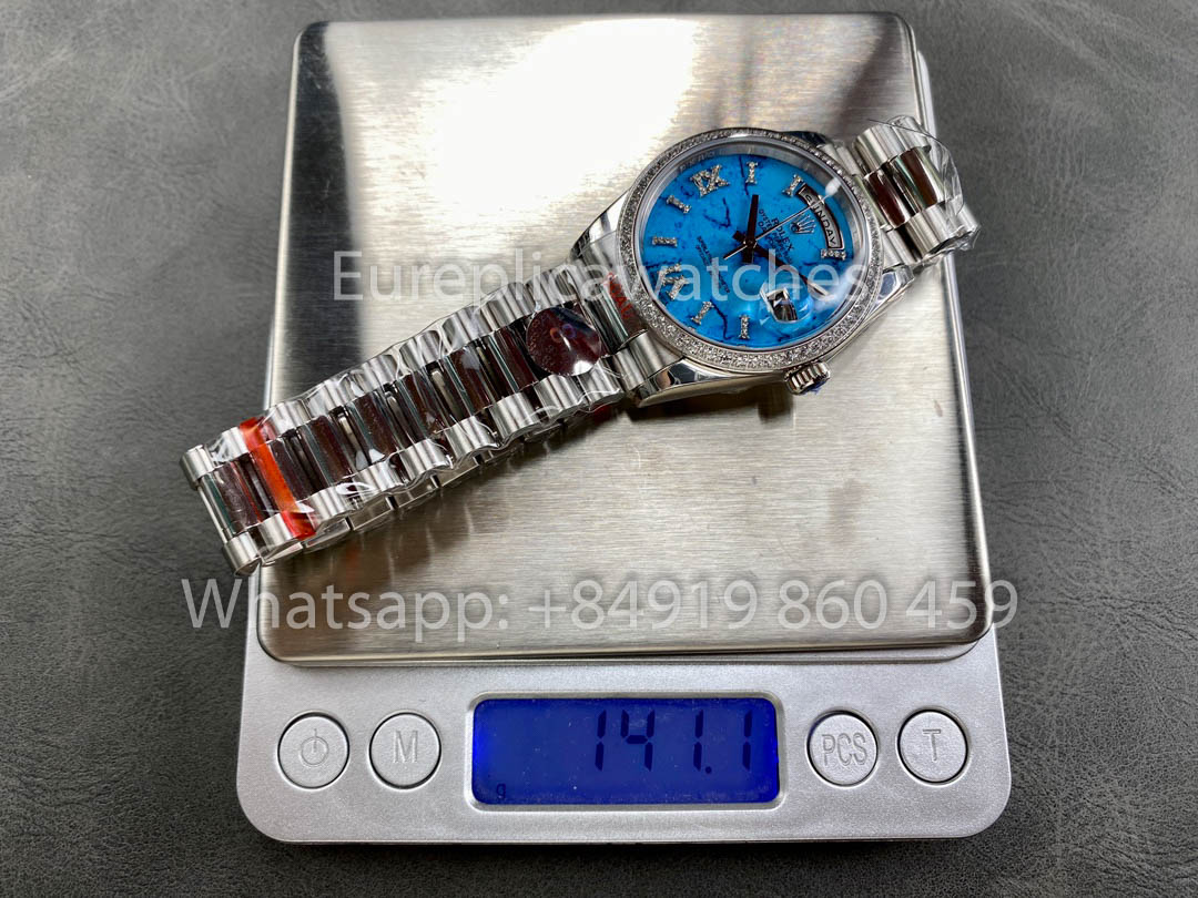 Rolex Day Date m128396tbr-0016 Bianco Oro 1:1 Best Clone 8+ Fabbrica Counterweight Versione