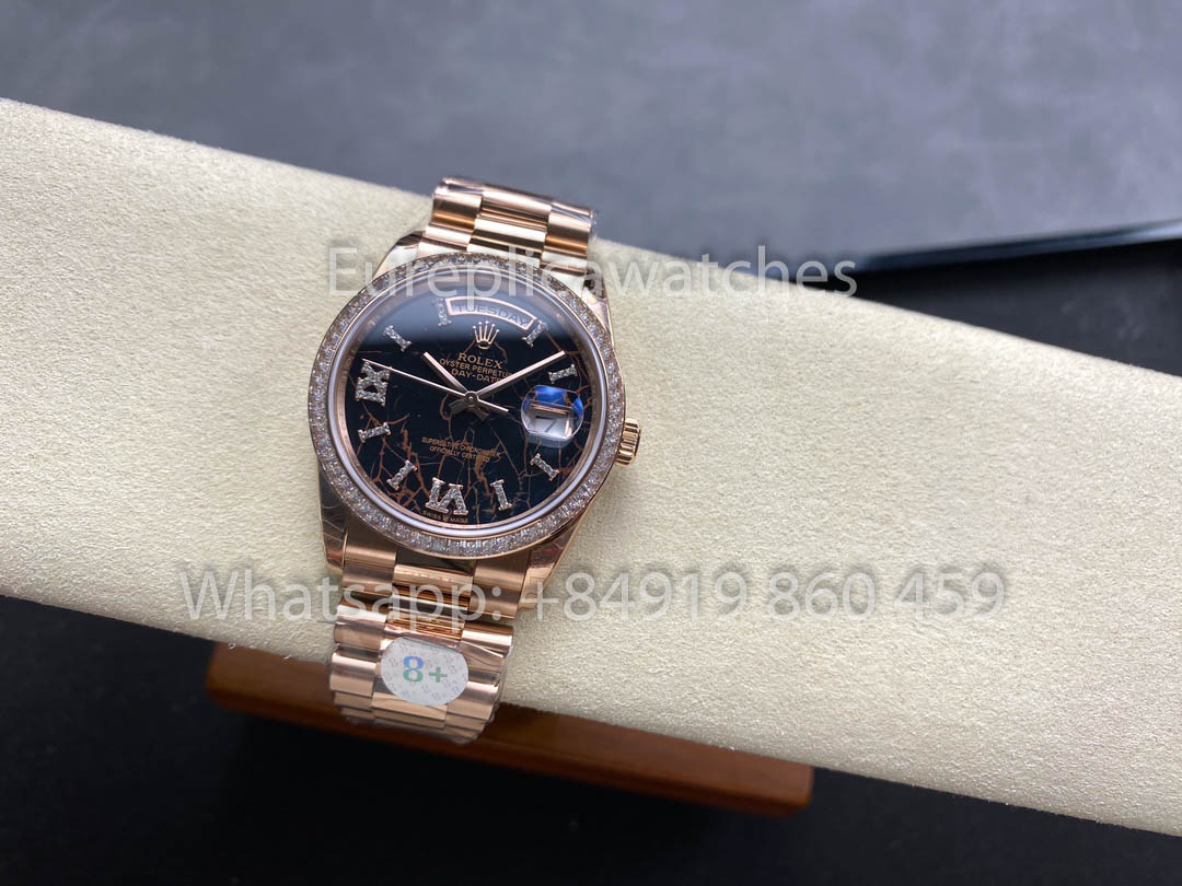 Rolex Day Date M128345RBR-0044 Baguette lunetta 1:1 Best Clone 8+ Fabbrica Counterweight Versione