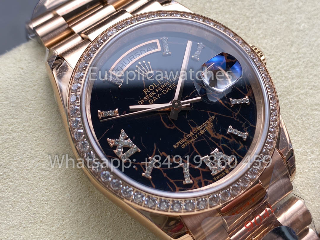 Rolex Day Date M128345RBR-0044 Rosa Oro 1:1 Best Clone 8+ Fabbrica Counterweight Versione