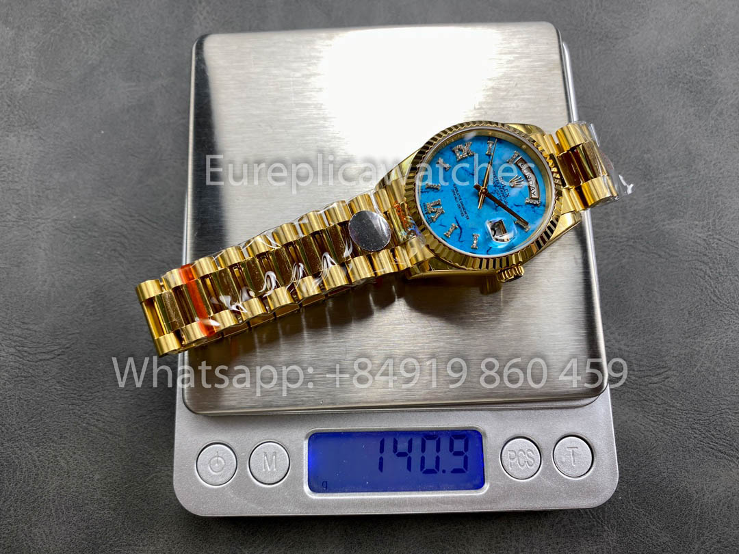 Rolex Day Date 128238-0071 Turquoise quadrante 1:1 Best Clone 8+ Fabbrica Counterweight Versione