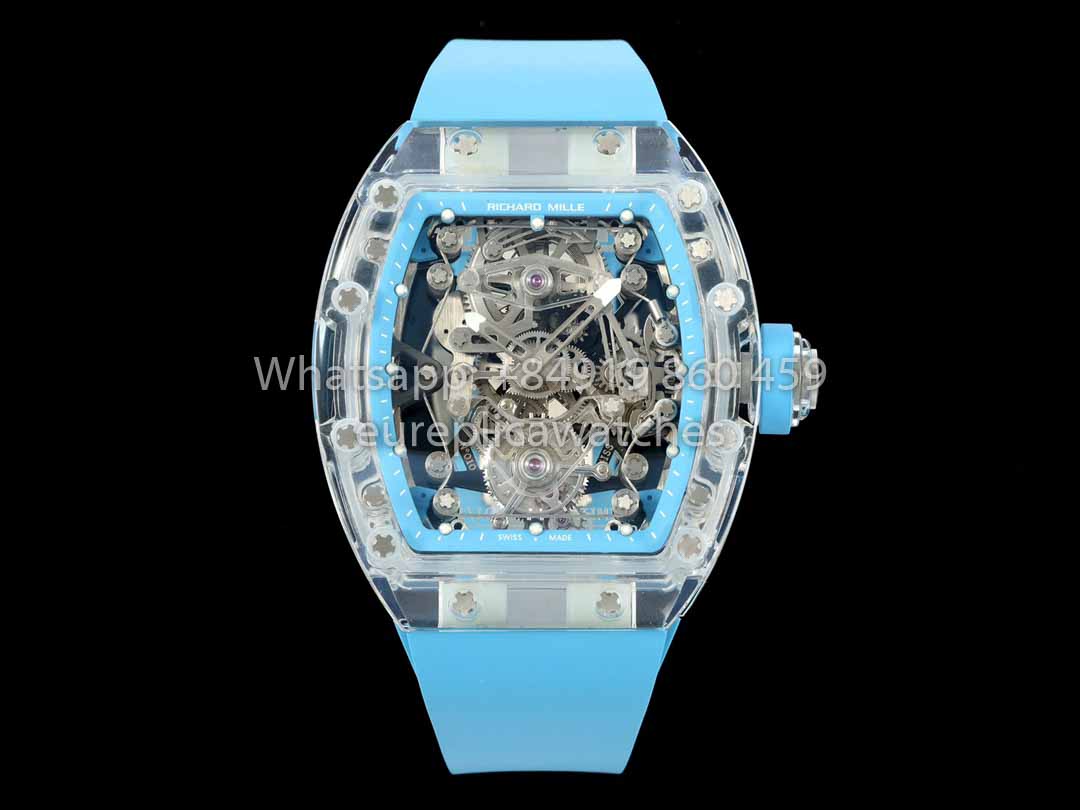 Richard Mille RM 56-02 Tourbillon 1:1 Best Clone RM Fabbrica Blue Dial and Blue cinturino Saphire Case