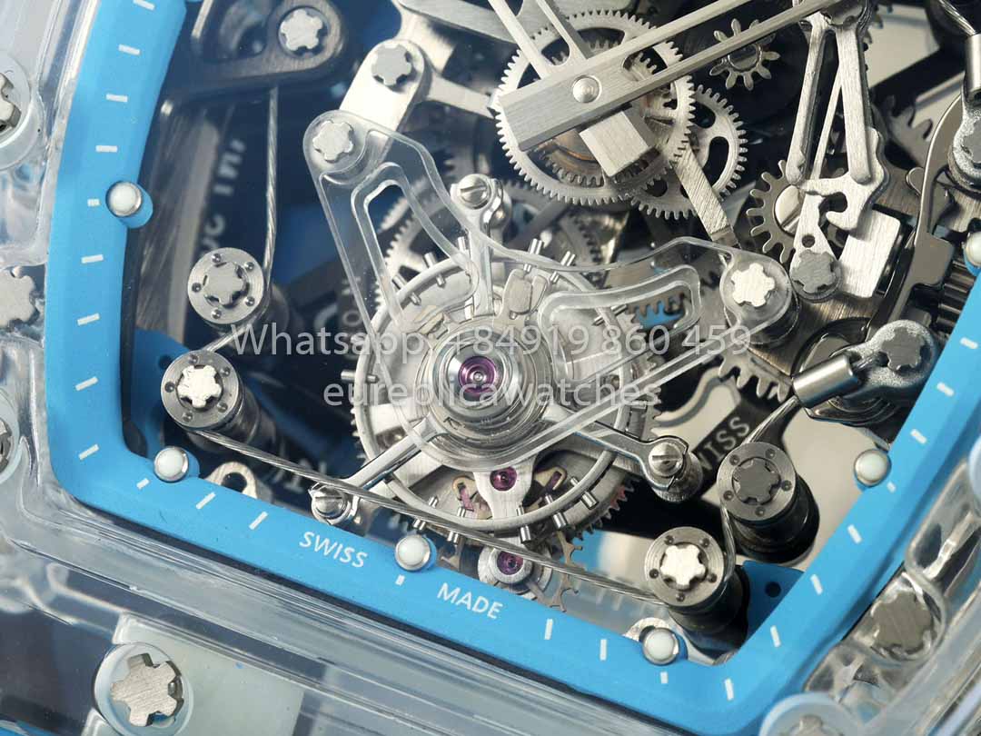 Richard Mille RM 56-02 Tourbillon 1:1 Best Clone RM Fabbrica Blue Dial and Blue cinturino Saphire Case