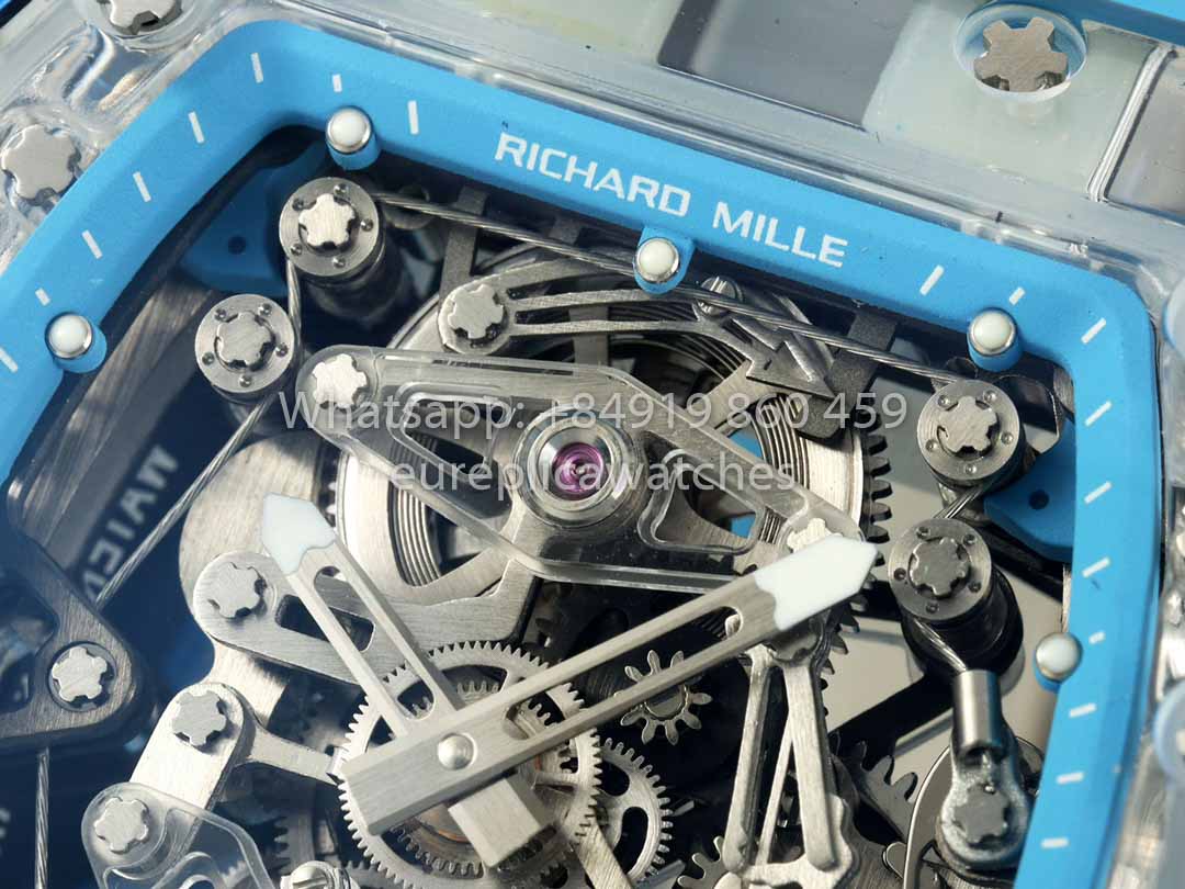 Richard Mille RM 56-02 Tourbillon 1:1 Best Clone RM Fabbrica Blue Dial and Blue cinturino Saphire Case