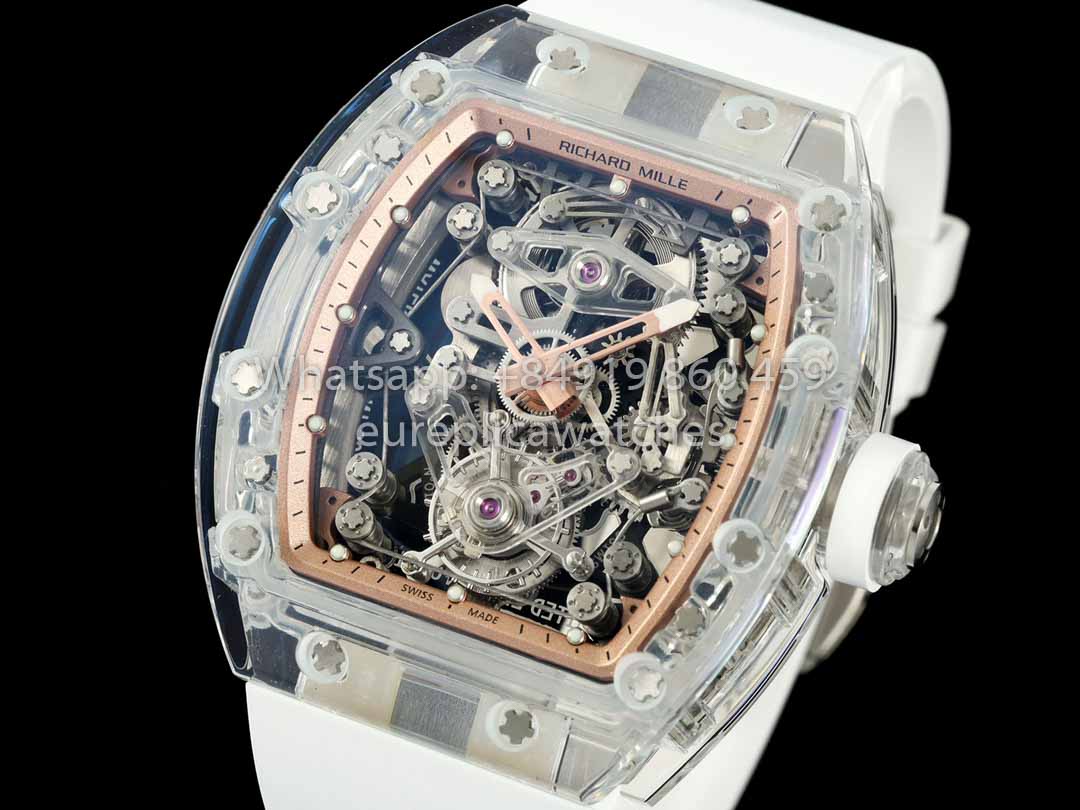 Richard Mille RM 56-02 Tourbillon 1:1 Best Clone RM Fabbrica Rose Gold Dial Saphire Case