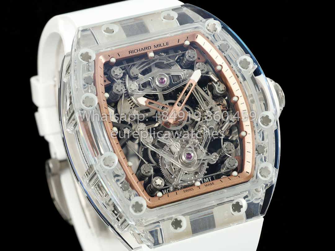 Richard Mille RM 56-02 Tourbillon 1:1 Best Clone RM Fabbrica Rose Gold Dial Saphire Case
