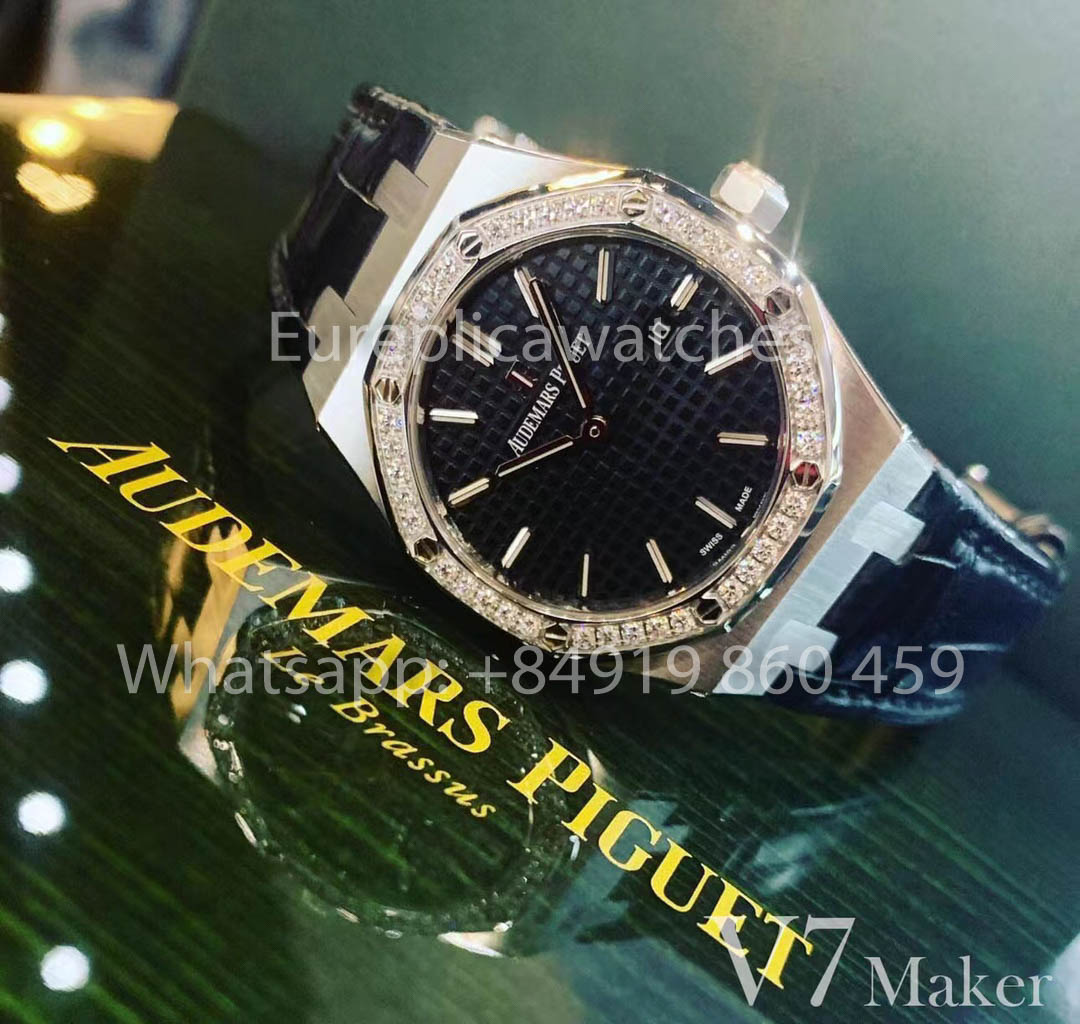 Audemars Piguet 67651OR Ladies’ Quartz Watch 1:1 Best Clone V7 Fabbrica Black Leather cinturino
