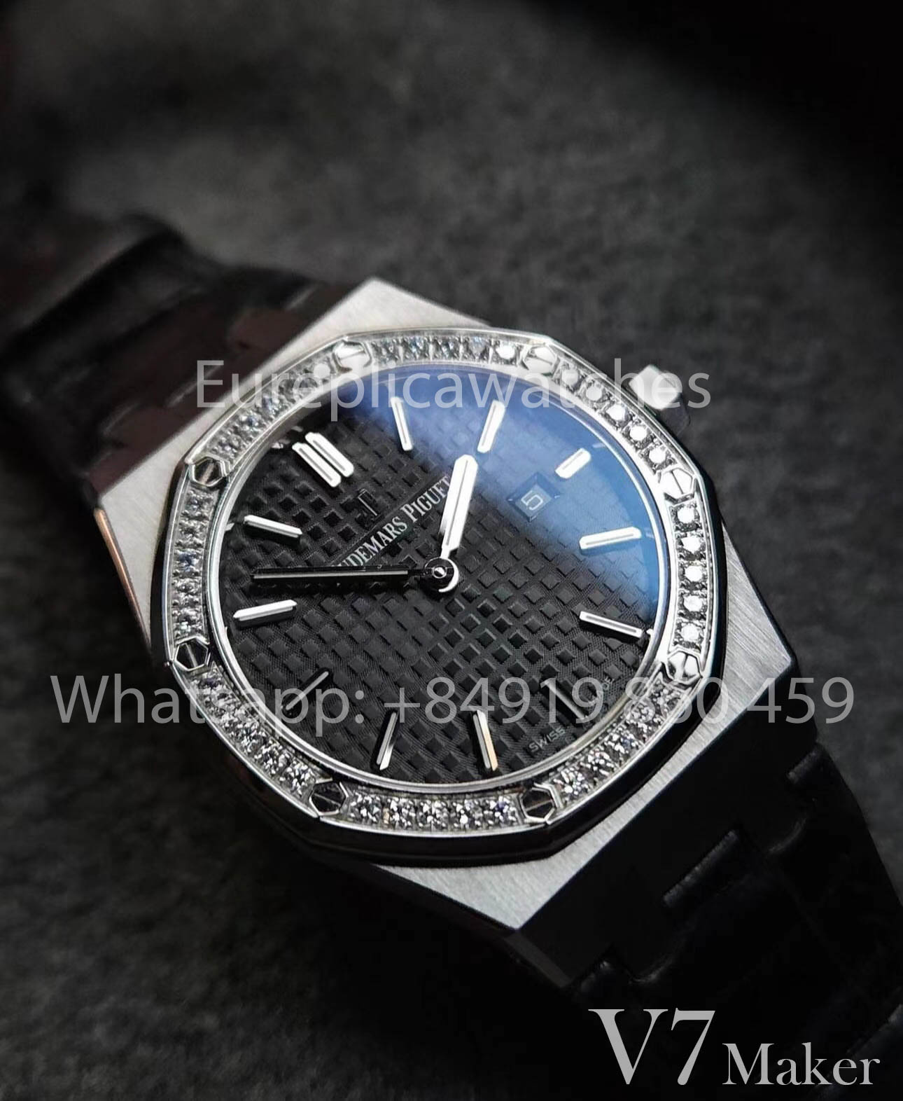 Audemars Piguet 67651OR Ladies’ Quartz Watch 1:1 Best Clone V7 Fabbrica Black Leather cinturino