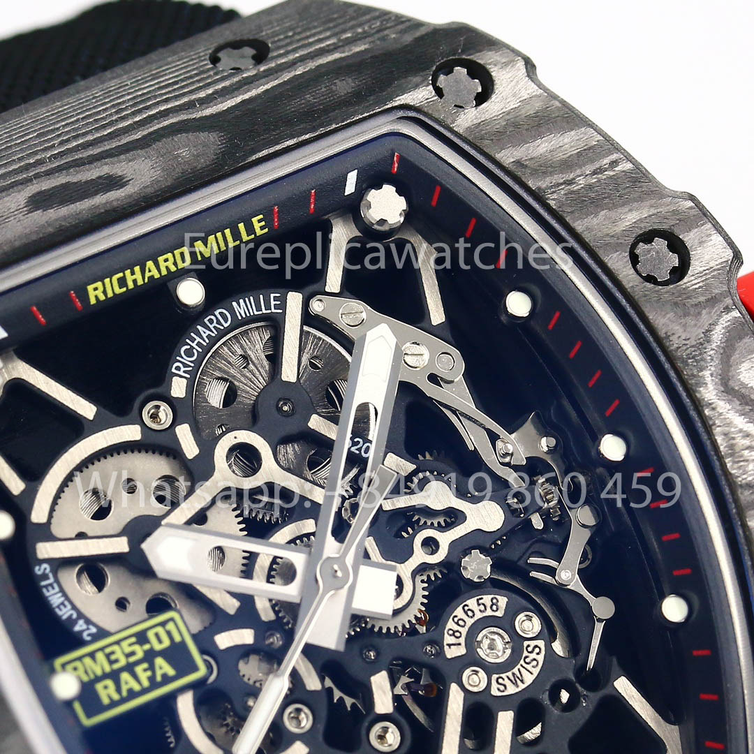Richard Mille RM35-01 NTPT Carbonio 1:1 Best Clone BBR Fabbrica V2 Nero Velcro cinturino