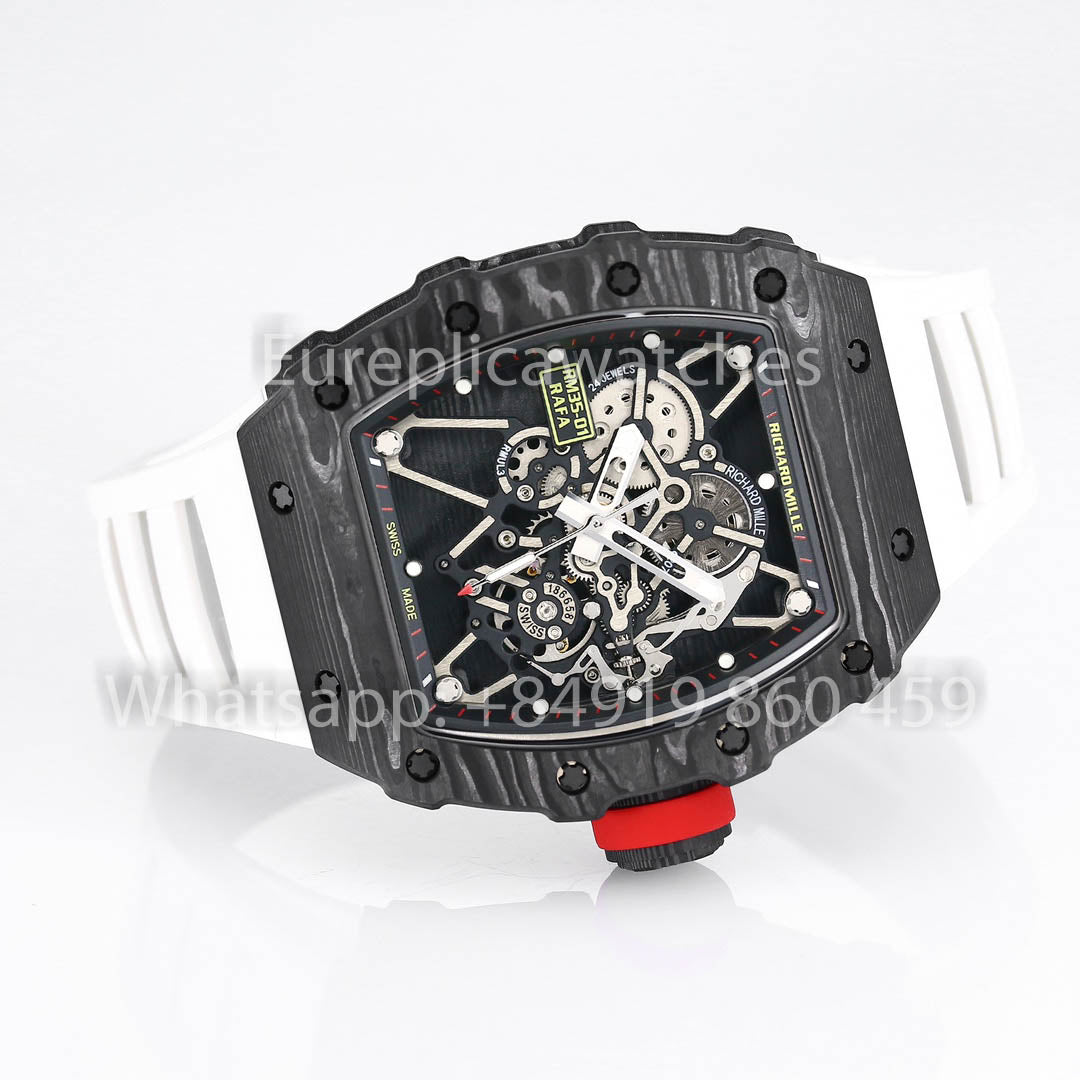Richard Mille RM35-01 NTPT Carbonio 1:1 Best Clone BBR Fabbrica V2 Bianco Gomma cinturino