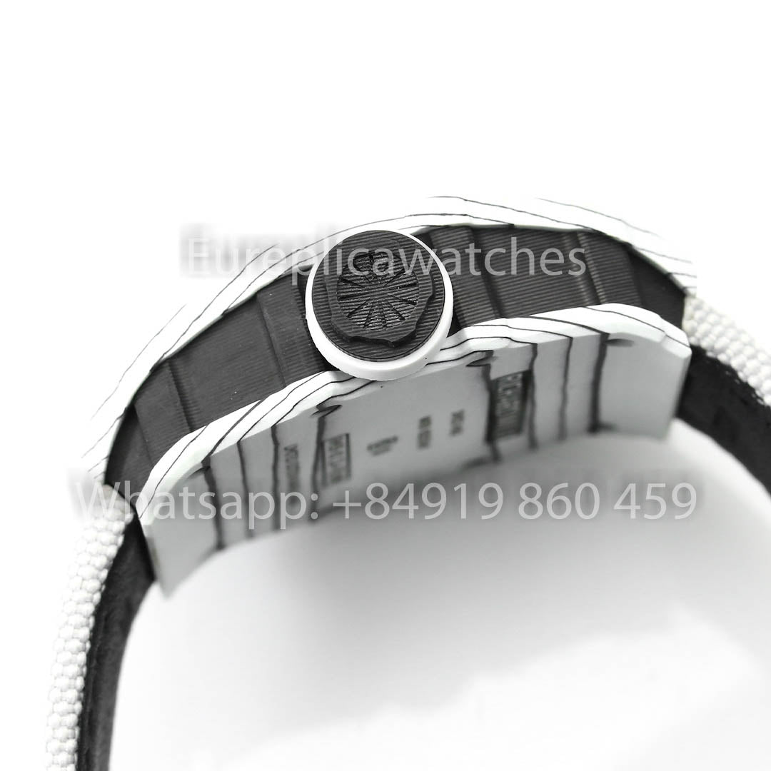 Richard Mille RM35-01 Bianco Carbonio 1:1 Best Clone BBR Fabbrica V2 Bianco Velcro cinturino