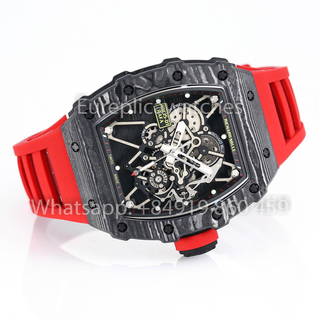 Richard Mille RM35-01 NTPT Carbonio 1:1 Best Clone BBR Fabbrica V2 Red Gomma cinturino