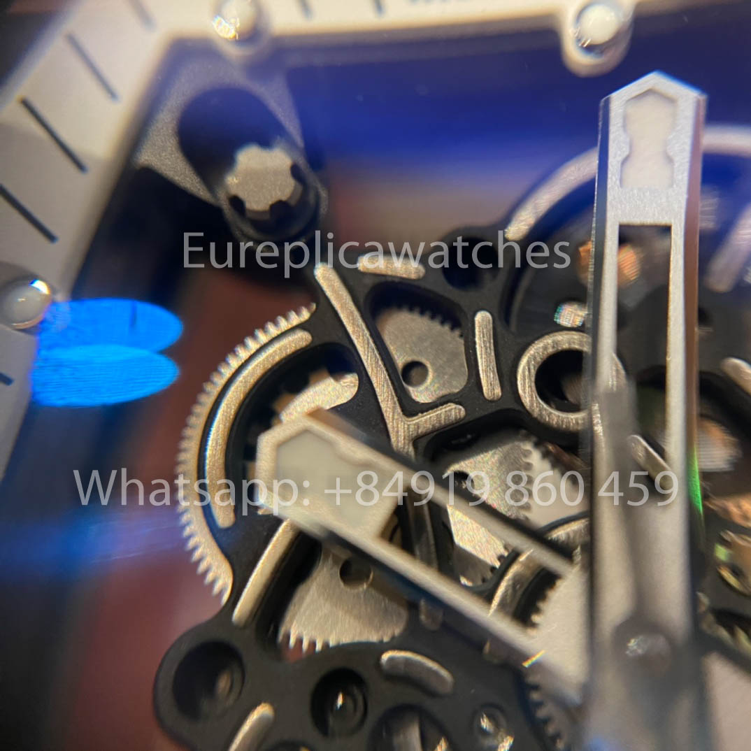 RICHARD MILLE RM055 fibra di carbonio Cassa 1:1 Best Clone APS Fabbrica quadrante bianco Gomma cinturino