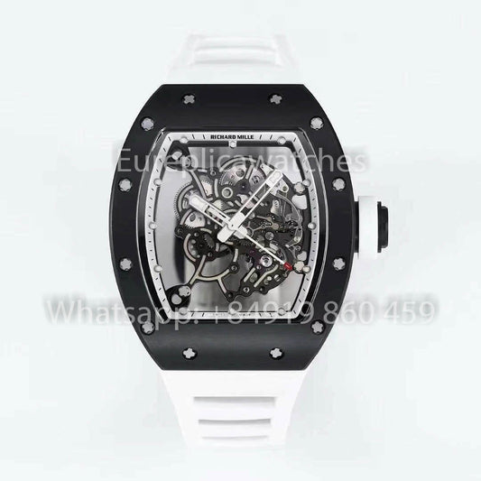 RICHARD MILLE RM055 ceramica Cassa 1:1 Melhor Clone APS Fabbrica Bianco cinturino