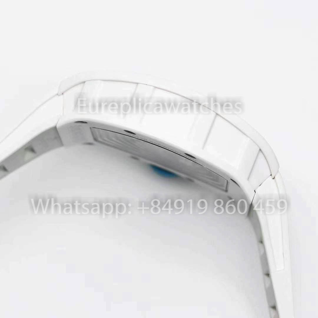 RICHARD MILLE RM055 Bianco ceramica Cassa 1:1 Best Clone APS Fabbrica quadrante blu Bianco cinturino