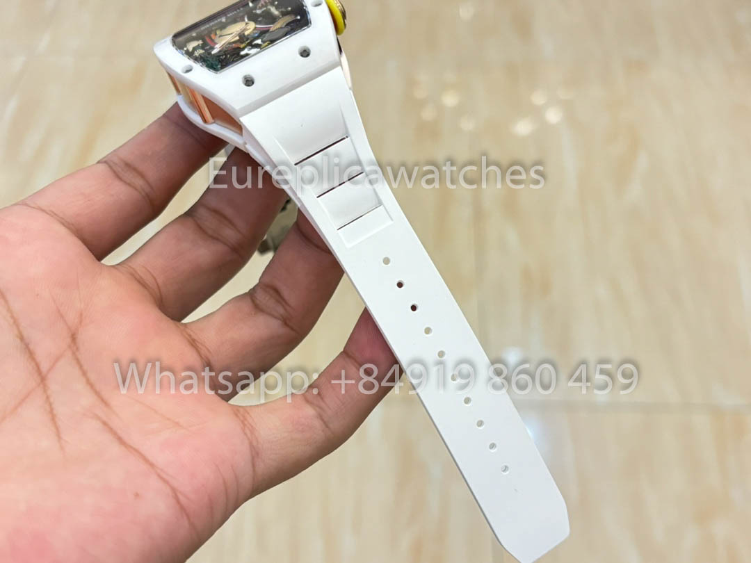 Richard Mille RM88 Smiley V2 Ceramic Case 1:1 Melhor Clone Branco Borracha Cinturino