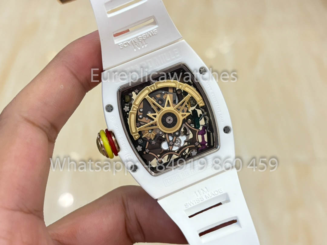 Richard Mille RM88 Smiley V2 Ceramic Case 1:1 Melhor Clone Branco Borracha Cinturino