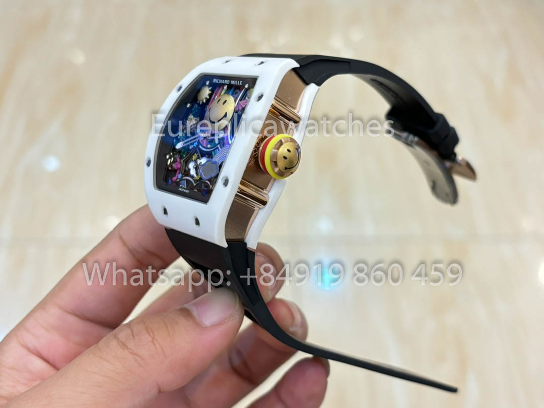 Richard Mille RM88 Smiley V2 Ceramic Case 1:1 Melhor Clone Preto Borracha Cinturino