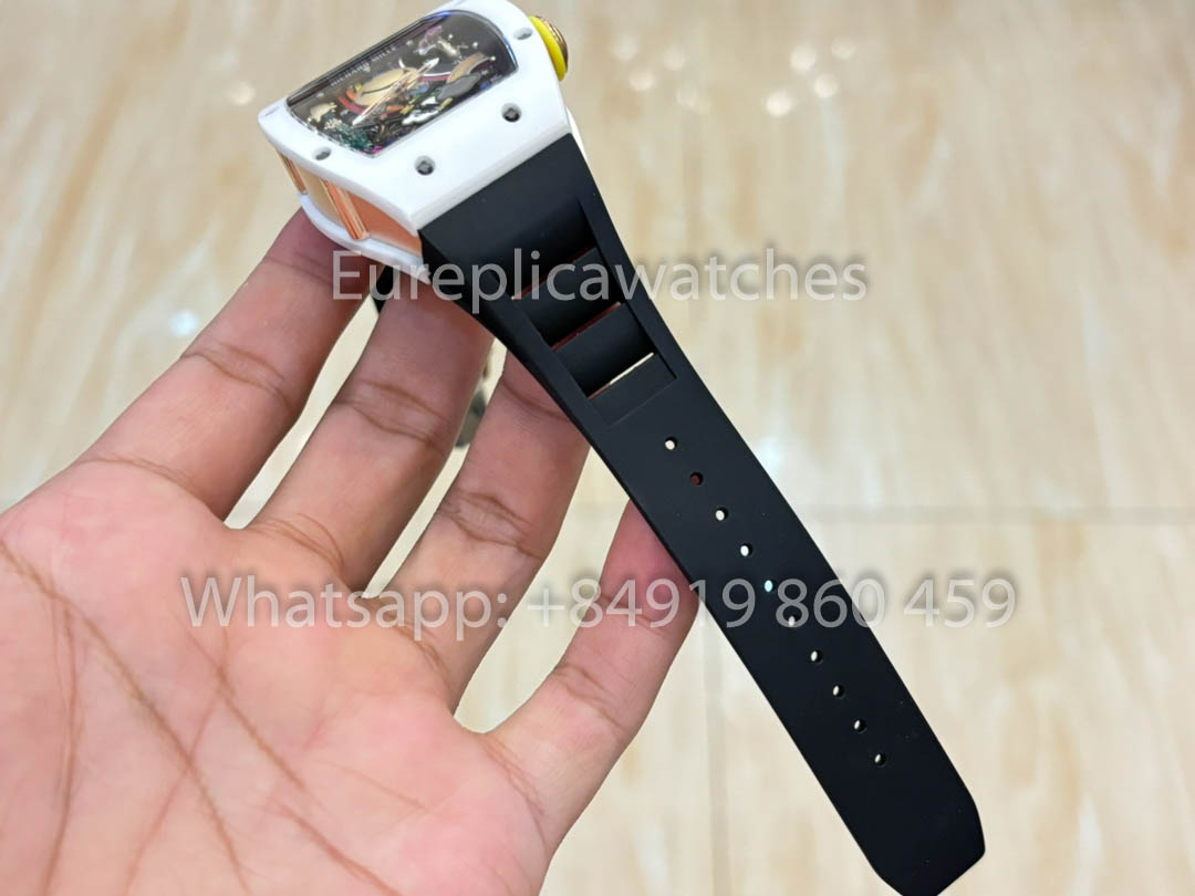 Richard Mille RM88 Smiley V2 Ceramic Case 1:1 Melhor Clone Preto Borracha Cinturino