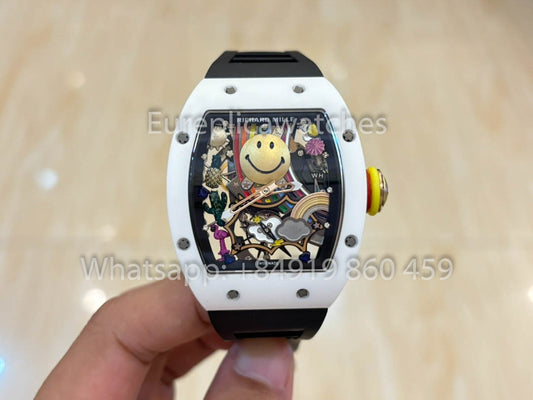 Richard Mille RM88 Smiley V2 Ceramic Case 1:1 Melhor Clone Preto Borracha Cinturino